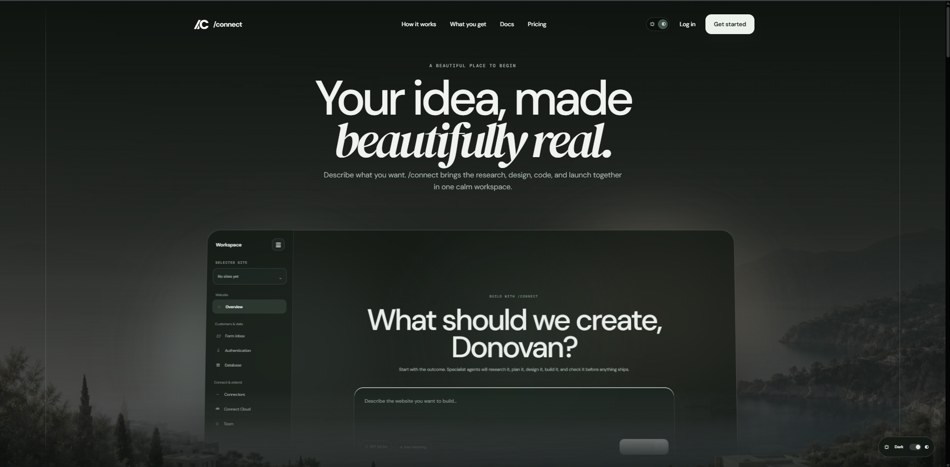 Preview of the /connect website